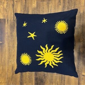 The Elder Statesman Black and Yellow Sunburst Pillow